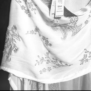 White Crepe Silver Embroidered Ruana